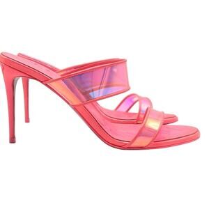 Christian Louboutin Just Loubi Fluorescent Hot Pink Clear PVC 85 Heels Size 39